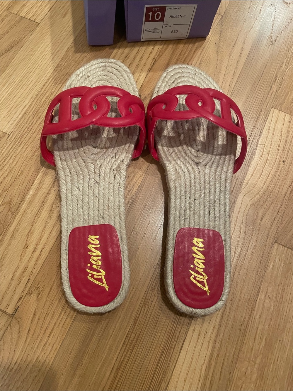 Liliana Red Slide Mules with Woven Footbed